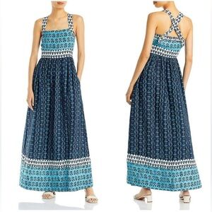 NWT Faherty Gracie Maxi Dress Blue Bali Bloom Linen - Size XS